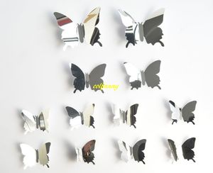 120 ensembles/lot rapide 12 pièces/ensemble bricolage miroir 3D papillon Stickers muraux décor à la maison enfants cadeau fête de mariage décor décoration de la maison B5301