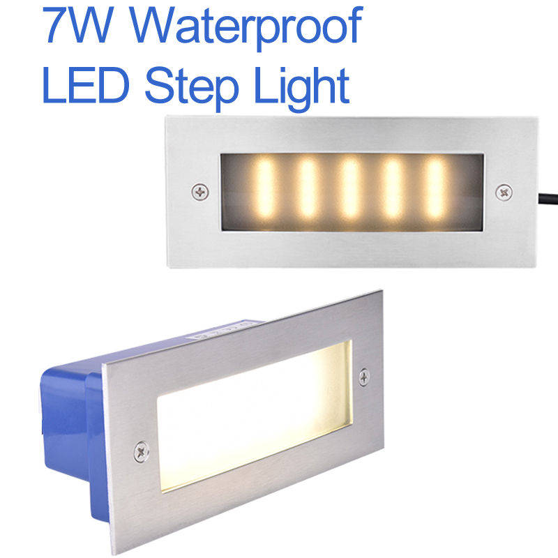 120V LED Adım Işık Kapalı Açık Sokak Işıkları Kavşak Kutusu IP65 Su Geçirmez 3000K Sıcak Beyaz 7W Montaj Dikdörtgen Merdiven Lambaları Yol Driveway Crestech