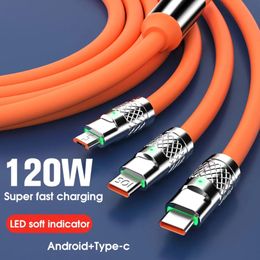 120W 6A 3 en 1 câble de charge rapide cordon de données pour iPhone 15 samsung Huawei POCO USB Micro USB type C câble de charge fil