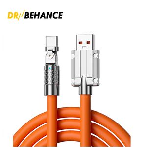 120W 6A Snel opladen Type C-kabels 180 graden rotatie Elleboogkabel voor Xiaomi Samsung s10 S20 S23 htc huawei Oplader Vloeibare siliconen USB C-kabel