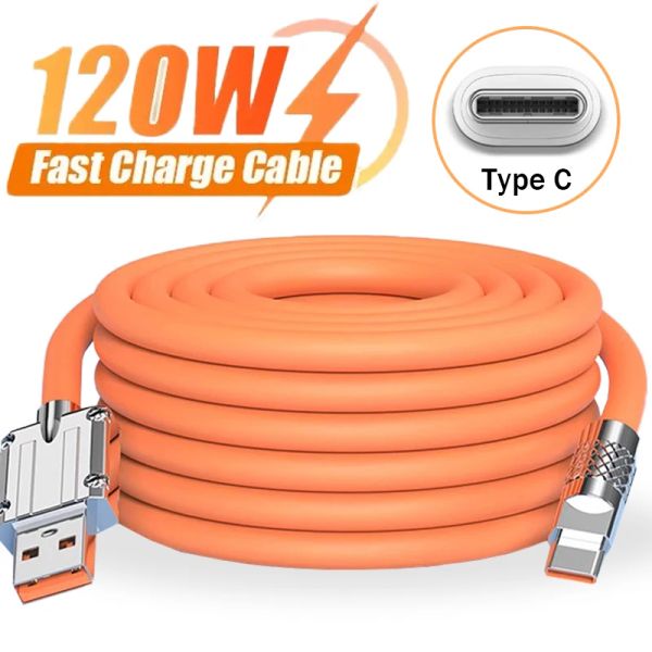 Câbles de chargement rapide 120W 6A pour téléphone, cordon de chargeur en Silicone liquide USB A à C, fil de données robuste pour Samsung Z Filp 5