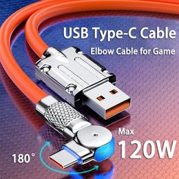 120W 6A Snel opladen Type C Kabel Rotatie Elleboog Kabel voor Game Voor Xiaomi Samsung Telefoon Oplader Vloeibare Siliconen USB C Kabel