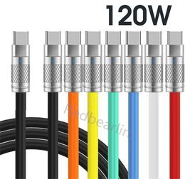 120W 6A PD C a C CABLES TPE ZINC ALEY APAGADO RÁPIDO Tipo C Cable USB-C para Samsung Galaxy S10 S20 S23 S22 Utral Nota 20 Htc LG Teléfono Android