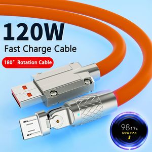 120W 6A Câbles de charge ultra rapides de type c 1M 3Ft USB-C Micro Câble en alliage de zinc Fil TPE pour Samsung S10 S20 S22 S23 Huawei htc