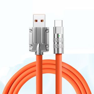 120W 6A Type-C Micro USB Skin-Feel Silicona líquida Cables de carga rápida Conector de metal Shell USB-C Laptop Tablet Phone Cable de cargador rápido universal