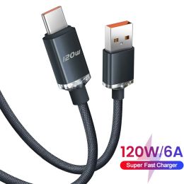 120W 6A USB Tipo C Cable para Xiaomi Poco F3 F4 GT Redmi Nota 12 Realme OPPO OPOPLU