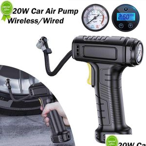 Pompe à Air de voiture 120W, compresseur Portable gonflable sans fil/filaire, gonfleur électrique pour vélo, livraison directe Dhgus