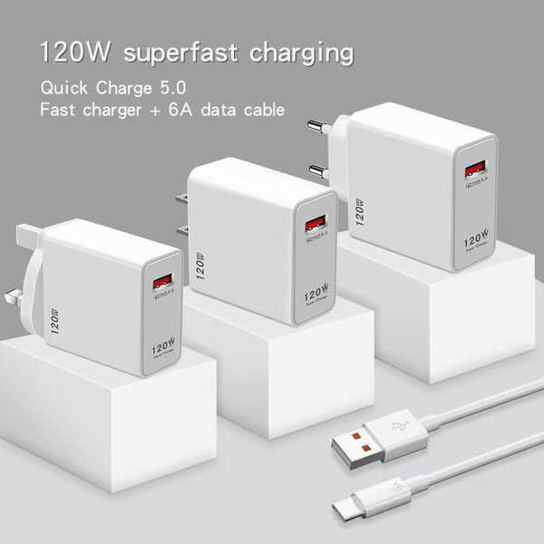 Kit de charge ultra rapide 120w, tête de charge QC5.0 entièrement compatible avec les réglementations britanniques pour Huawei Xiaomi