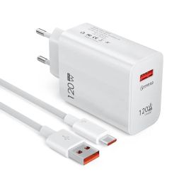 120W EU ES UK CHARGEUR STANDARD CHANGE SUPER FAST USB Chargeur USB Type C Téléphone cellulaire Cable QC 5.0 Tête pour l'adaptateur de charge de téléphone Xiaomi