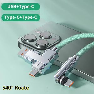 120W snel opladen USB Type C naar USB C-kabel 540 graden draaien Snel snellaadsnoer Kabel voor Samsung S24 S23 A15 Xiaomi 13 Poco 3 IN 1 datalaadkabel