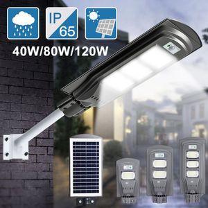 120 W LED Solar Lights Street Light Infrarood Human Body Inductie Wandlamp Beveiliging Waterdichte tuinwerflampen