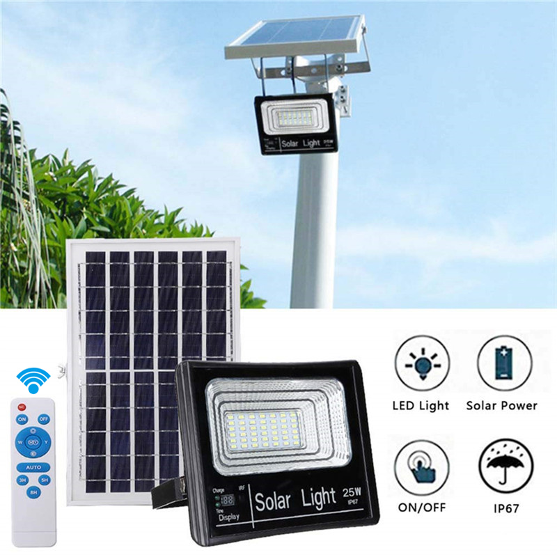 120W Solar Powered Street Flood Lights Outdoor Waterproof IP67 with Remote Control Security Lighting for Yard, Garden, Gutter