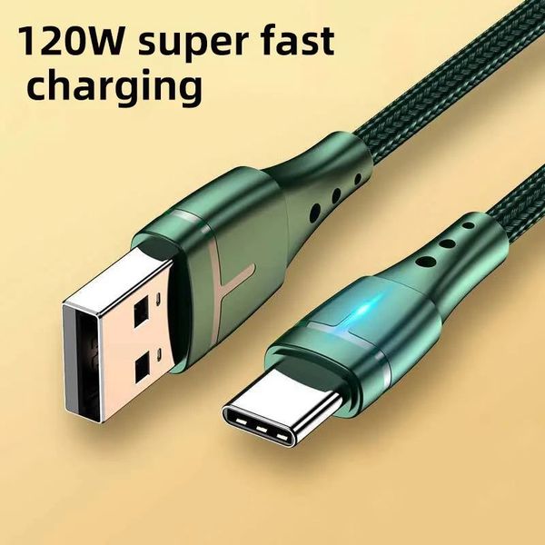 Câble de chargeur USB A vers USB C 120 W Fil tressé Type-C Cordon de charge rapide pour iPhone 15/15 Pro/15 Plus/15 Pro Max Samsung S23/S22 MacBook Pro Huawei Mate60 0,3 M/1 M/2 M
