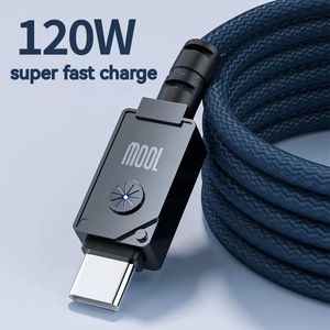 Câble USB C 120W charge ultra rapide câble de type C lumière LED câble de chargeur de téléphone haute vitesse cordon de données pour Huawei Samsung Xiaomi