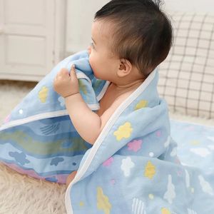 120x150CM haute qualité coton 6 couches mousseline couverture d'emmaillotage ensembles de literie né bébé doux respirant absorbant infantile serviette de bain 240106
