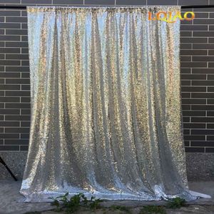 Rideau à paillettes argentées 120x300cm, arrière-plan de stand de mariage, décoration de fête de photographie, 276k