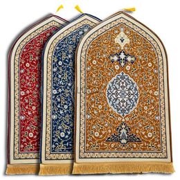 120x80cm Gebedsmat voor moslim Ramadan Flanel Tapijt Aanbidding Knielen Embossing Vloermatten Antislip Zacht Draagbaar Gebedskleed HKD230829