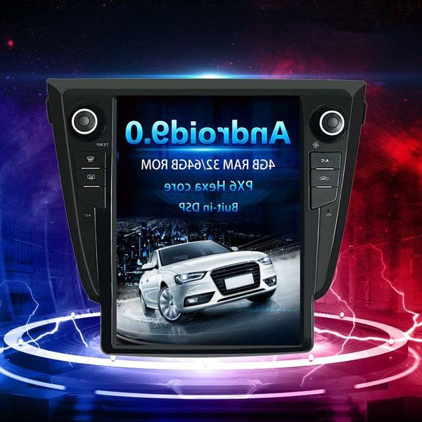 Envío gratuito 121 PX6 Android 9 Estilo Tesla Pantalla vertical GPS Navi Reproductor de radio multimedia para automóvil para NISSAN X-TRAIL Qashqai Rogue 2013- Oags