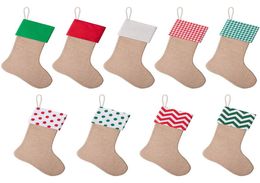 1218 inch hoogwaardige jute kerstkous cadeauzakken Xmas open haard hangende grote gewone sokken decoratief voor Christmass D6104373