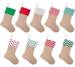 1218 inch hoogwaardige jute kerstkous cadeaubogels Xmas open haard hangend grote gewone sokken decoratief voor Christmass D8963192