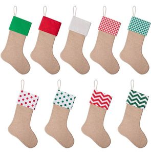 1218 inch hoge kwaliteit jute kerstsok geschenkzakken kerst open haard hangende grote effen sokken decoratief voor Kerstmis D8465794