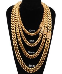 1218mm de large en acier inoxydable cubain Miami chaînes colliers CZ Zircon boîte serrure grande chaîne en or lourd pour hommes Hip Hop Rock bijoux 6351375