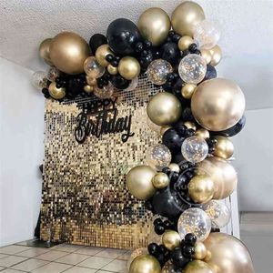 121pcs ballon arch garland kit chrome gol latex ballons noirs mariage baby show anniversaire décorations globos 210719 241p