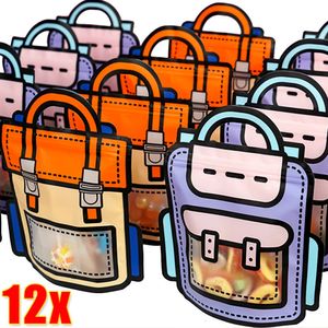 121pcs Creatieve geschenken Verpakkingszakken Cartoon Schooltas Vorm Candy Snack Self-Lock Bags For Kids Birthday Party Decors Gifts 240426