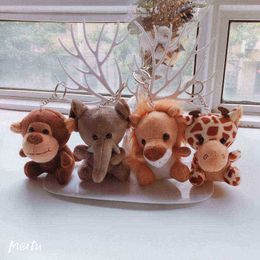 1220 cm schattige bosdieren gevulde poppen pluche jungle serie Animal Lion Tiger Giraffe olifanten speelgoed hanger Keychain Kids cadeau J220729