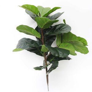 122cm Large Artificial Banyan Tree Branch Green Tropical Plants Plastic Palm Tree Leaves Indoor DIY Home Garden Autumn Decor 210624