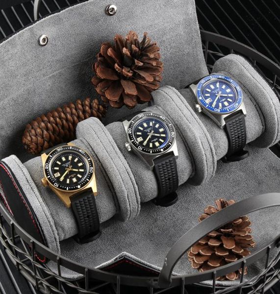 123 grilles de montre Boîte de montée en cuir faux en cuir Hauteur de boîtier Organisateur portable pour quartz montres automatiques Boîtes bijoux affichage cadeau RO8491975