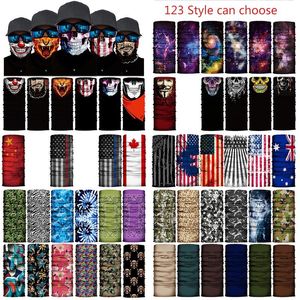 123 Syle Halloween Faceshield Crâne Drapeau National Couleur Unie Motif Extérieur Poussière Vélo Masque Multifonctionnel Magique Turban XD23842