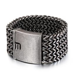 Bracelet à chaîne de 1230 mm Hommes Vintage Black en acier inoxydable Bracelets Bracelets Bangles Bijoux de motard massif pour l'homme Dropship Y1211813963