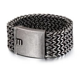 Bracelet à chaîne de 1230 mm Hommes Vintage Black en acier inoxydable Bracelets Bracelets Bangles Bijoux de motard massif pour l'homme Dropship Y1218855049