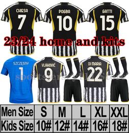 23 24 DI MARIA VLAHOVIC maillots de football 2023 2024 à domicile MILIK KEAN POGBA CHIESA McKENNIE LOCATELLI gardien SZCZESNY hommes enfants Football Shirt unifor