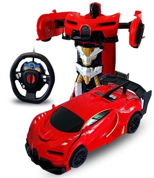 124 2 en 1 RC voiture déformation télécommande voiture électrique Robot enfants jouet cadeau Transformation Robots RC combat jouet cadeau Y20036597818