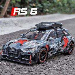 124 Audi RS6 Modified Vehicles Auto Model Toys Alloy Diecast met Pull Back Light Sound Model CAR Boys Gifts For Children 240422