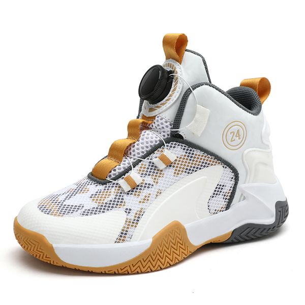 124 Robe High Top Automne Boys Kids Basketball Sports bouton de chaussures Conception de baskets pour enfants Amortisseur Étudiant Chaussures de formation 230717 627 S