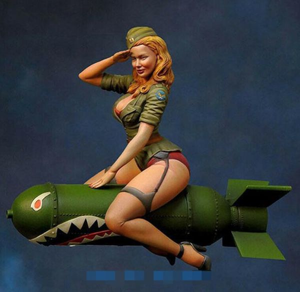 124 Sexy Beauty Girl on Rocket Resin Model Figure GK Kit non assemblé et non assemblé LJ2009283686680