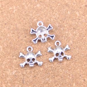 124 stks Antiek Zilver Brons Plated Skull Skeleton Bone Charms Hanger DIY Ketting Armband Bangle Bevindingen 15 * 14mm