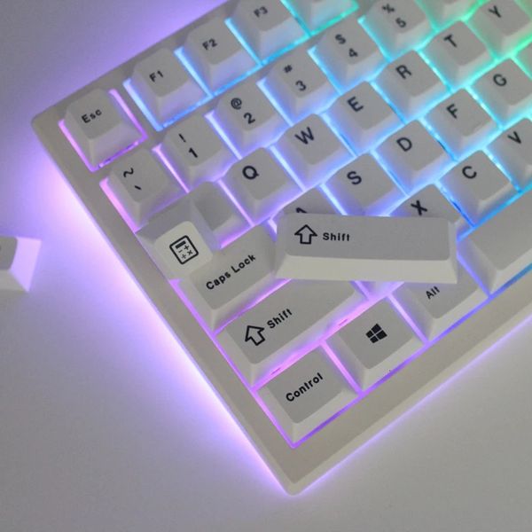 125 teclas minimalistas teclas japonesas blancas para teclado mecánico Cherry Profile Dye Sublimation PBT Key Caps Custom DIY GK61 240229