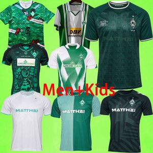 125e anniversaire Werder Brême maillots de football kit enfants hommes ensemble 2023 2024 Werder Brême maillot de football spécial Marvin Ducksch Leonardo Bittencourt noir vert