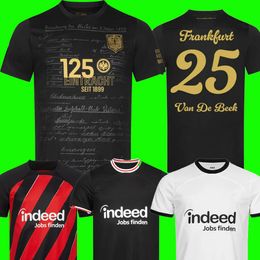 23 24 25 Eintracht Frankfurt 125 Year Anniversary Zwart tenue DFB POKAL FINAL tenue Voetbalshirts 2024 2025 RODE ACHE Voetbalshirt Uniform 125th zwart goud