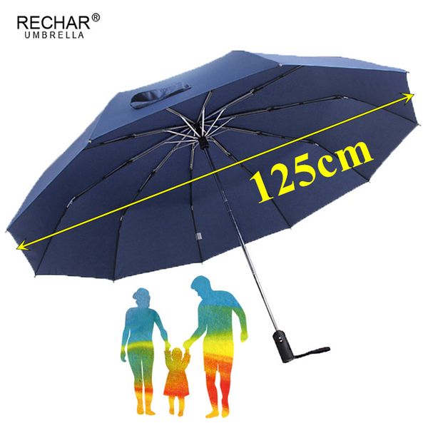 125cm Automatique Big Umbrella Rain Femmes 3Folding Business Umbrella Hommes Qualité 10K Parapluies Coupe-Vent En Plein Air Paraguas Mujer 201112