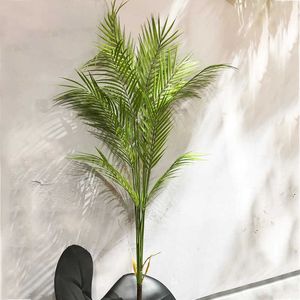 125cm Tropical Palm Tree Artificial Plants Fake Monstera Plastic Palm Leaves Tall Tree Branch For Home Garden Living Room Decor 210624