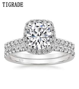 125CT 925 Sterling Silver Bruidal Rings Sets kubieke zirconia halo cz Engagements Wedding Bands for Women Promise 2112173266368