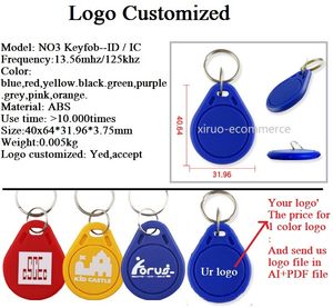 125khz Fobs étiquettes de proximité rfid porte-clés IC/ID 13,56 MHz S50 porte-clés NFC Tag RFID carte pour système de contrôle d'accès porte-clés avec votre impression