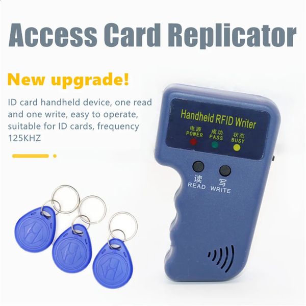 Copiadora de tarjetas RFID de 125KHZ, duplicadora de mano, lector de ID de baja RF, escritor para control de acceso de puerta, 3 uds., etiquetas de llavero T5577 240123