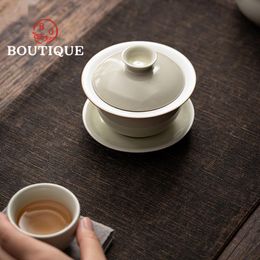 125 ml rétro Palnt Ash Ceramic Gaiwan Bol en céramique traditionnel avec le thé à thé Tureen Thé à reprise Bowl Cafes Supplies Gift