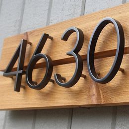 Letras de números de casa flotante de 125 mm, decoración de alfabeto de puerta moderna grande para exteriores, 5 en números negros, placa de dirección, letrero de barra oblicua 312F